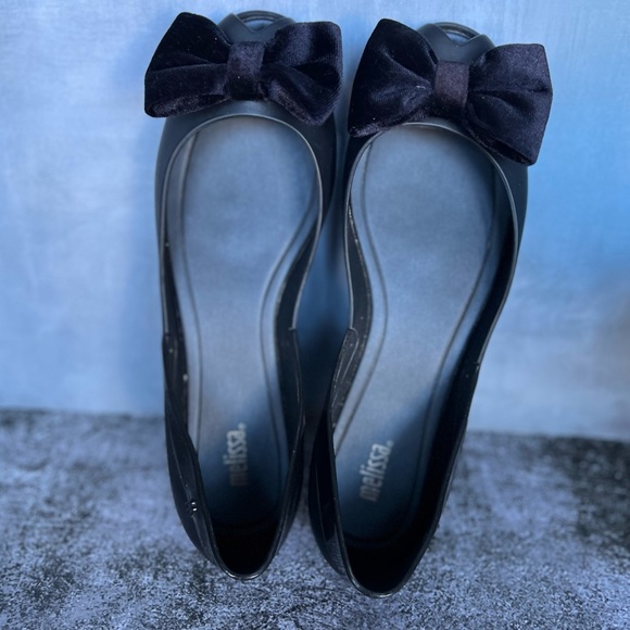 Melissa Black Flats with Bow - Picture 3 of 10